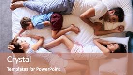  Presentation with moslem family - Audience pleasing theme consisting of overhead view of family lying backdrop and a coral colored foreground