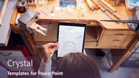  Presentation with studio - PPT theme with overhead-view-of-female-jeweller background and a tawny brown colored foreground