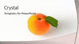  Presentation with top view of appetizing fresh - Cool new presentation theme with overhead view of fresh apricot with stem and leaf backdrop and a cream colored foreground