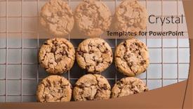  Presentation with food preparation - PPT theme with overhead-view-of-fresh-cookies background and a coral colored foreground