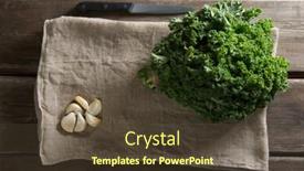  Presentation with table napkin - Presentation theme having overhead-view-of-fresh-kale background and a tawny brown colored foreground