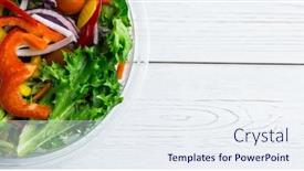  Presentation with vegan food - Presentation theme consisting of overhead-view-of-fresh-vegetable background and a sky blue colored foreground