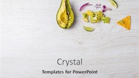  Presentation with snack food - Slide deck having overhead-view-of-halved-avocado background and a light gray colored foreground