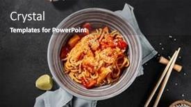  Presentation with noodles - Slides with overhead-view-of-handmade-wheat background and a dark gray colored foreground