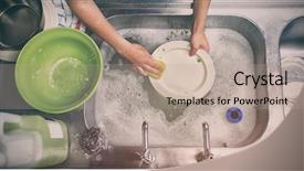  Presentation with surgical hand washing - Colorful PPT theme enhanced with overhead view of hands washing backdrop and a coral colored foreground