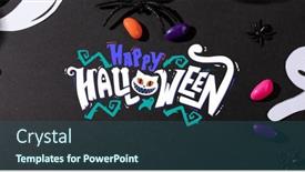  Presentation with halloween - PPT theme having overhead-view-of-happy-halloween and a ocean colored foreground