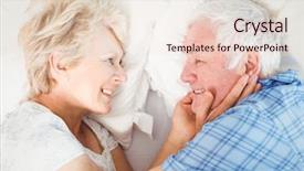  Presentation with senior couple - Slide set featuring overhead view of happy senior background and a  colored foreground