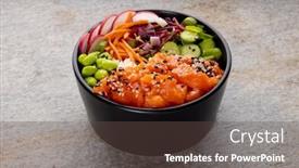  Presentation with healthy eating - Slide set with overhead-view-of-hawaiian-poke background and a tawny brown colored foreground