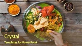  Presentation with dining table - Slides having overhead view of indian woman' background and a tawny brown colored foreground