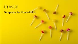  Presentation with eating - PPT layouts consisting of overhead-view-of-lollipops-scattered background and a light gray colored foreground
