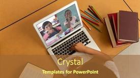  Presentation with distance learning - Amazing theme having overhead-view-of-male-student backdrop and a red colored foreground