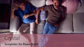  Presentation with pregnant woman - PPT theme with overhead-view-of-mature-couple background and a violet colored foreground