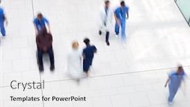  Presentation with staff - PPT layouts with overhead-view-of-medical-staff background and a white colored foreground