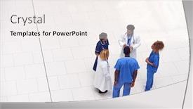  Presentation with meeting - Slides with overhead-view-of-medical-staff background and a sky blue colored foreground