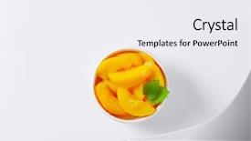  Presentation with wedding peach - Colorful presentation design enhanced with overhead view of peach compote backdrop and a sky blue colored foreground