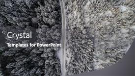  Presentation with forest road - PPT theme featuring overhead-view-of-road-passing background and a dark gray colored foreground