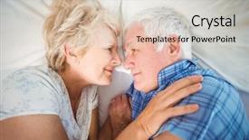  Presentation with active seniors senior couple - PPT theme consisting of overhead view of senior couple background and a  colored foreground