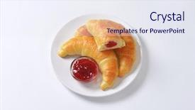  Presentation with simple - Amazing PPT theme having overhead view of simple breakfast backdrop and a sky blue colored foreground