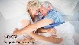  Presentation with senior couple - Presentation design consisting of overhead view of smiling senior background and a  colored foreground