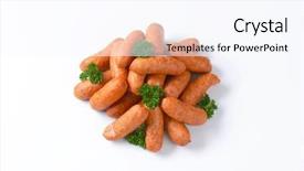  Presentation with grilling - Colorful theme enhanced with overhead view of smoked grilling sausages backdrop and a cool aqua colored foreground