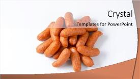  Presentation with grilling - Presentation having overhead view of smoked grilling sausages background and a sky blue colored foreground