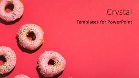  Presentation with donuts pink - PPT theme featuring overhead-view-of-sprinklers background and a red colored foreground