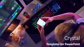  Presentation with social media - Cool new PPT theme with overhead-view-of-teenage backdrop and a wine colored foreground