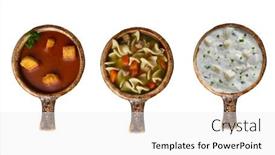  Presentation with clam - Beautiful presentation design featuring three bowls of soup clam backdrop and a white colored foreground