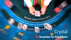  Presentation with casino black jack - Beautiful theme featuring overhead-view-with-dealer-hands backdrop and a ocean colored foreground