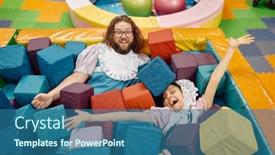  Presentation with newborn babies - Slide deck with overjoyed-funny-man-and-woman background and a ocean colored foreground