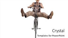  Presentation with riding jetski - Colorful PPT theme enhanced with overjoyed senior riding a bicycle backdrop and a white colored foreground