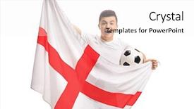  Presentation with teenage - Presentation theme with overjoyed teenage soccer fan holding background and a white colored foreground