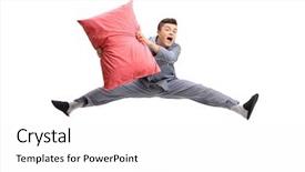  Presentation with elderly holding pills - Presentation design featuring overjoyed teenager in pajamas holding background and a white colored foreground