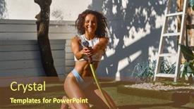  Presentation with garden - PPT layouts featuring overjoyed-woman-playing-with-spraying background and a  colored foreground