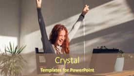  Presentation with millennial - Presentation theme featuring overjoyed-young-woman-sit background and a coral colored foreground