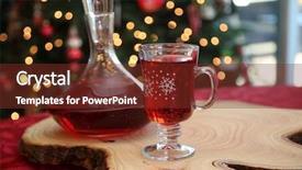  Presentation with christmas red - Colorful PPT theme enhanced with overlay christmas images tree trunk backdrop and a tawny brown colored foreground