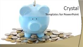  Presentation with blue gold - Presentation design having overloaded blue piggy bank surrounded background and a white colored foreground