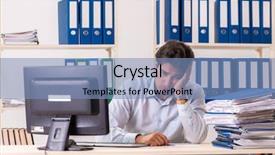  Presentation with busy work - Audience pleasing PPT layouts consisting of overloaded busy employee with too backdrop and a teal colored foreground