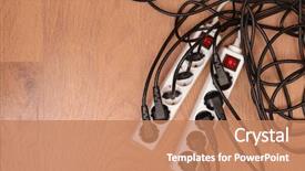  Presentation with power - Presentation theme with overloaded power boards on wooden background and a coral colored foreground