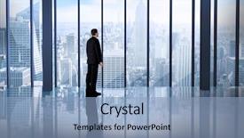  Presentation with composite - PPT theme featuring overlook - composite image of businessman standing background and a light blue colored foreground