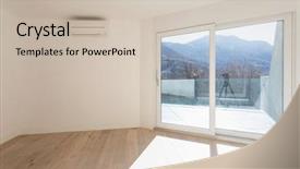  Presentation with windows - Audience pleasing slides consisting of overlook - empty room with white walls backdrop and a  colored foreground