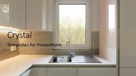  Presentation with nature - PPT theme consisting of overlook - kitchen detail sink overlooking nature background and a coral colored foreground