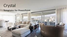  Presentation with nobody - Colorful PPT layouts enhanced with overlook - living room with white leather backdrop and a light gray colored foreground