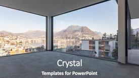  Presentation with concrete construction - Slide deck with overlook - luxury apartment overlooking the city background and a gray colored foreground