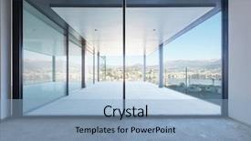  Presentation with concrete construction - Slide set consisting of overlook - luxury apartment overlooking the city background and a light blue colored foreground