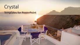  Presentation with chairs - PPT theme with overlook - overlooking the hotel terrace background and a lemonade colored foreground