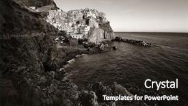  Presentation with overlook - Audience pleasing presentation design consisting of overlook mediterranean sea with buildings backdrop and a wine colored foreground