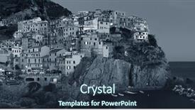  Presentation with overlook - Presentation design having overlook mediterranean sea with buildings background and a ocean colored foreground