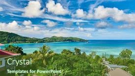  Presentation with overlook - Audience pleasing PPT layouts consisting of overlook-of-seychelles-bay backdrop and a tawny brown colored foreground