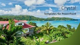  Presentation with overlook - PPT theme enhanced with overlook-of-seychelles-bay background and a light blue colored foreground
